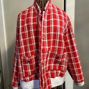 SHEIN Red and White Plaid Jacket - 3XL